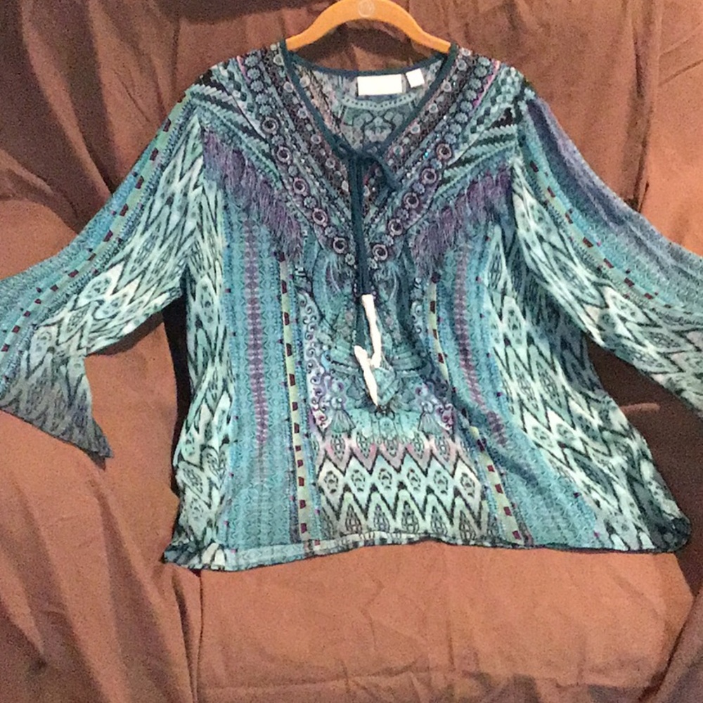 BELLE by Kim Gravel - Embellished Tunic w/ Tassels